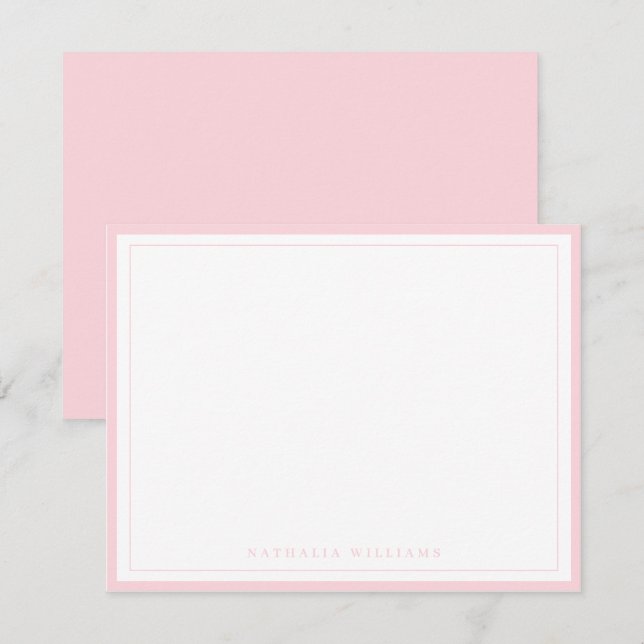 Einfaches Basis-Rosa-Rahmen-Briefpapier Mitteilungskarte (Vorne/Hinten)