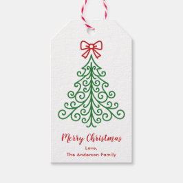 Einfaches Baum mit Bow Moderne Weihnachten Geschenkanhänger