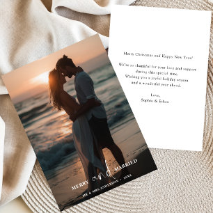 Einfaches Beach Foto Frohe und Verheiratete Weihna Feiertagskarte
