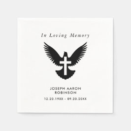Einfaches Beerdigungskreuz auf Taubendenkmal Serviette