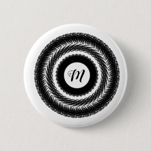 einfaches benutzerdefiniertes BLACK mandala Monogr Button