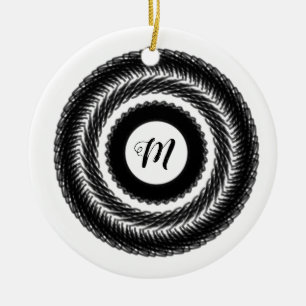 einfaches benutzerdefiniertes BLACK mandala Monogr Keramik Ornament