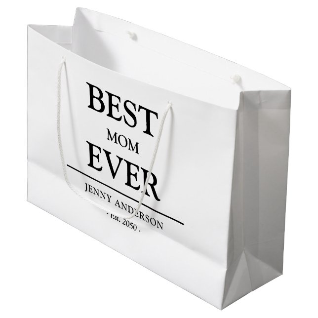 Einfaches benutzerdefiniertes Design Beste Mutter  Große Geschenktüte (Vorderseite Schrägansicht)