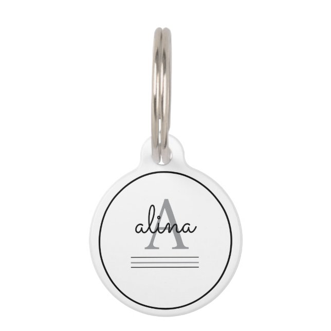 Einfaches benutzerdefiniertes Design Monogramm Haustiermarke (Vorderseite)