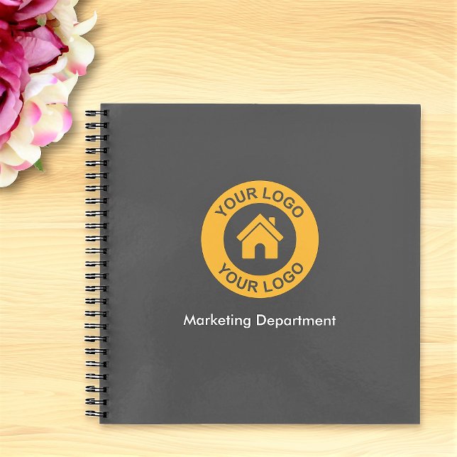 Einfaches benutzerdefiniertes Firmenlogo und Text  Notizbuch (Von Creator hochgeladen)