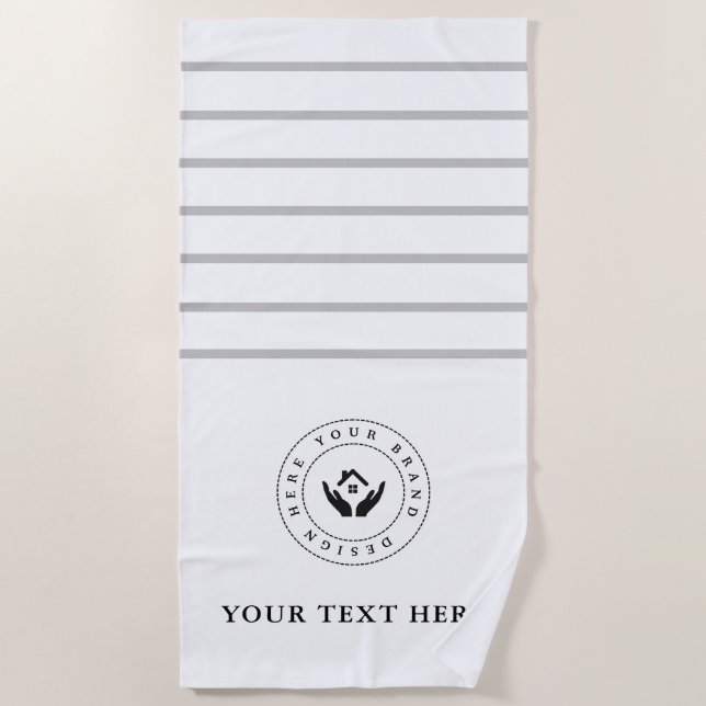 Einfaches, benutzerdefiniertes Firmenlogo und Text Strandtuch (Vorderseite)