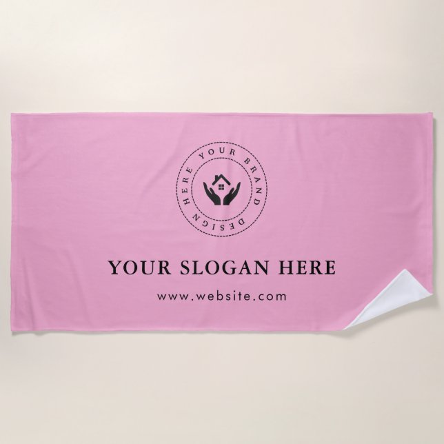 Einfaches, benutzerdefiniertes Firmenlogo und Text Strandtuch (Vorderseite)