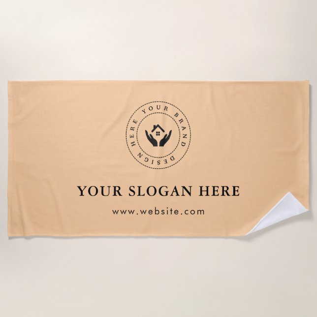 Einfaches, benutzerdefiniertes Firmenlogo und Text Strandtuch (Vorderseite)