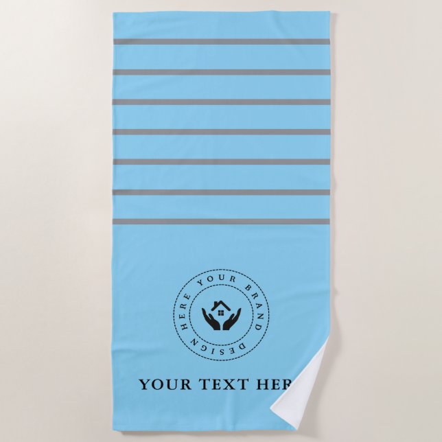 Einfaches, benutzerdefiniertes Firmenlogo und Text Strandtuch (Vorderseite)