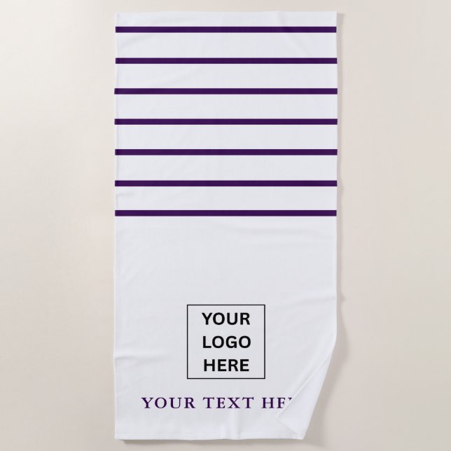 Einfaches, benutzerdefiniertes Firmenlogo und Text Strandtuch (Vorderseite)
