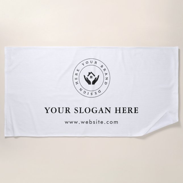 Einfaches, benutzerdefiniertes Firmenlogo und Text Strandtuch (Vorderseite)