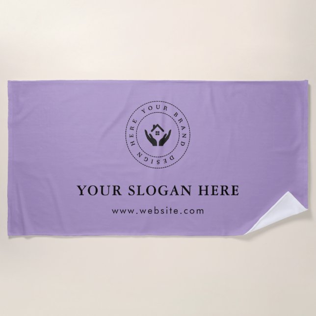 Einfaches, benutzerdefiniertes Firmenlogo und Text Strandtuch (Vorderseite)