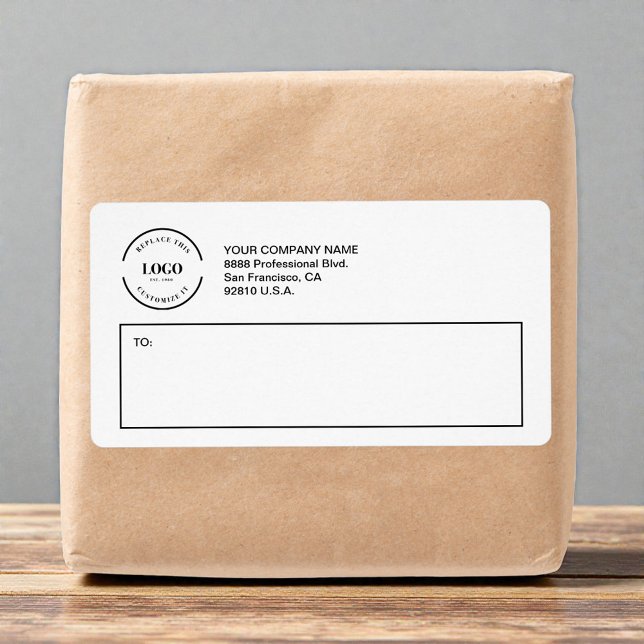 Einfaches benutzerdefiniertes Logo Geschäft Rückse (Customizable Return address shipping label with logo.)