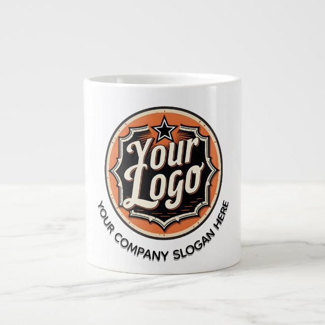 Einfaches benutzerdefiniertes Logo und Text Geschä Jumbo-Tasse (Vorderseite)
