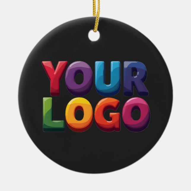Einfaches benutzerdefiniertes Logo und Text Geschä Keramik Ornament (Vorne)