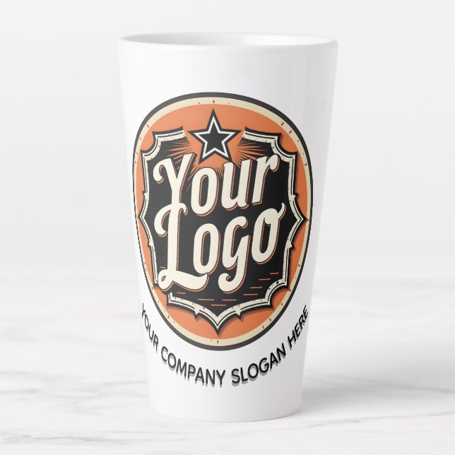 Einfaches benutzerdefiniertes Logo und Text Geschä Milchtasse (Vorderseite)