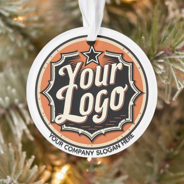 Einfaches benutzerdefiniertes Logo und Text Geschä Ornament (Baum)