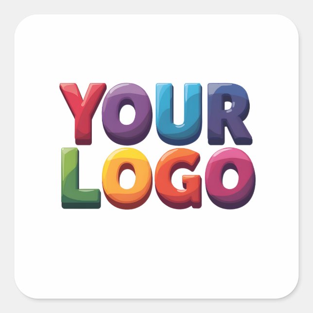 Einfaches benutzerdefiniertes Logo und Text Geschä Quadratischer Aufkleber (Vorderseite)