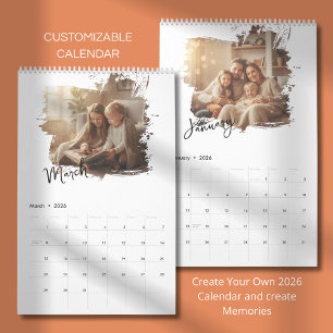 Einfaches benutzerdefiniertes modernes Designfoto Kalender