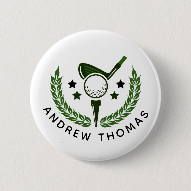 Einfaches benutzerdefiniertes Monogramm Golfer Nam Button (Vorderseite)