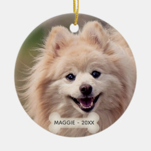 Einfaches benutzerdefiniertes Pomeranian-Hundefoto Keramik Ornament