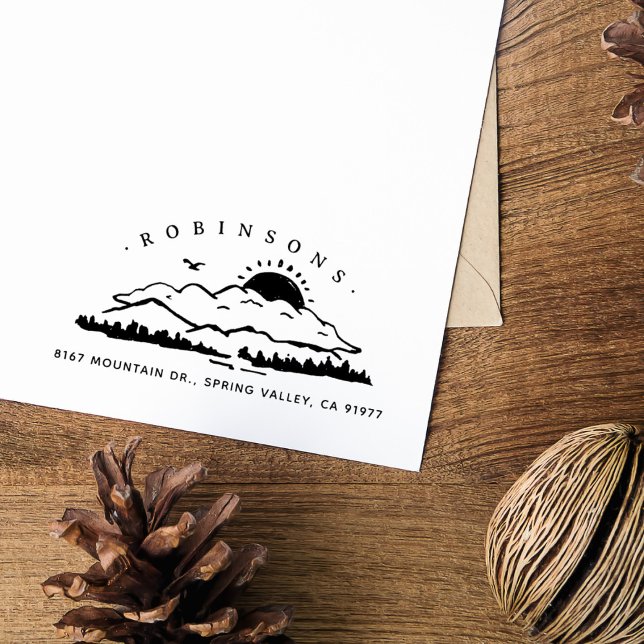 Einfaches Bergtal Rustikale Familienhausadressen Gummistempel (Von Creator hochgeladen)