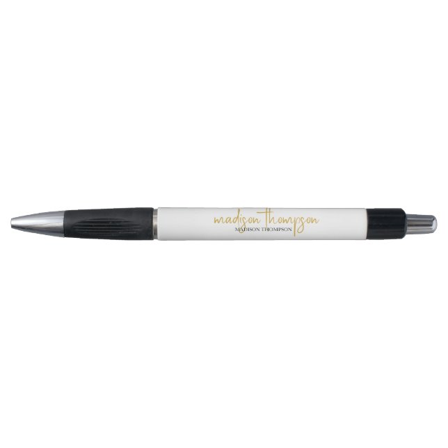 Einfaches Beruflich Luxus-White-Gold-Script Kugelschreiber (Vorderseite)
