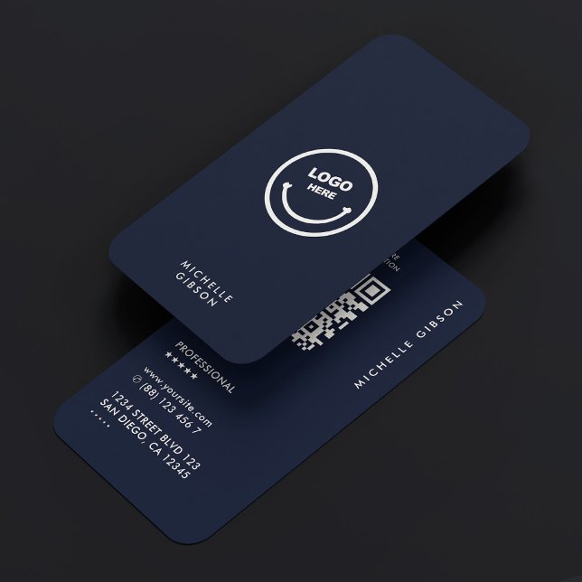 Einfaches Berufliches dunkles Dunkelblau-Logo Visitenkarte (Simple Professional Dark Navy Blue Modern Logo Business )
