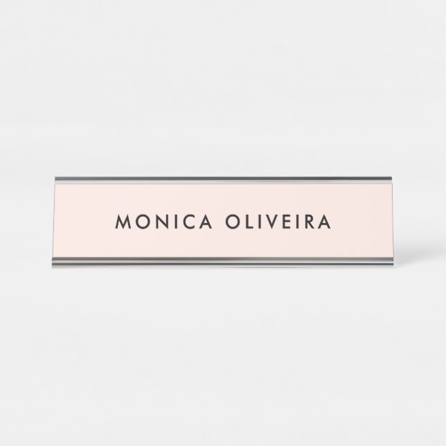 Einfaches berufliches erröten Rosa Schreibtischnamensplakette (Vorderseite )