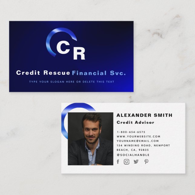 Einfaches Berufliches Foto für das Blue-Logo Visitenkarte (Vorne/Hinten)