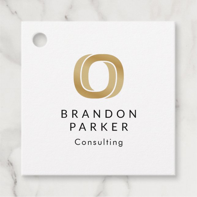 Einfaches Berufliches Gold-Logo auf Schwarz Geschenkanhänger (Vorderseite)