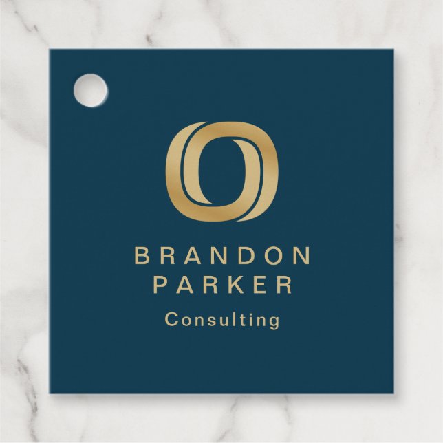 Einfaches Berufliches Gold-Logo auf Schwarz Geschenkanhänger (Vorderseite)