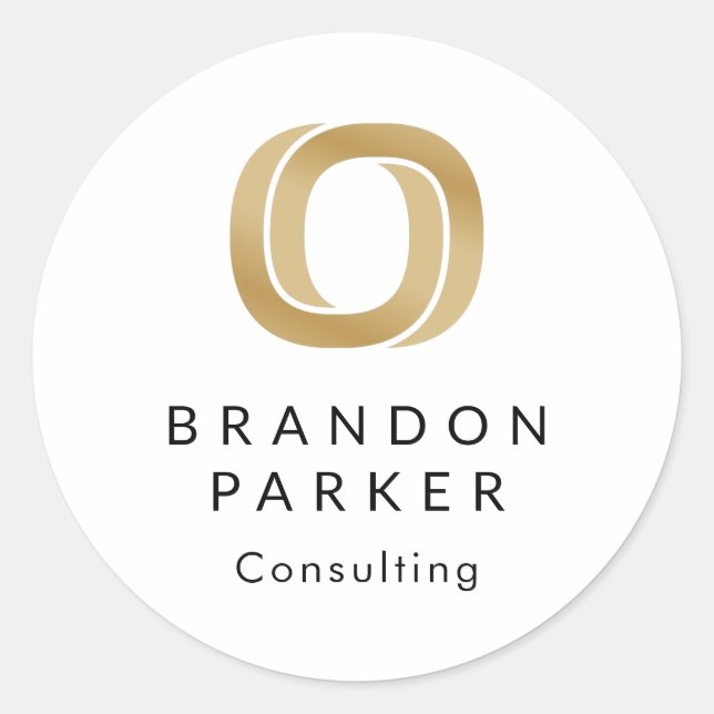 Einfaches Berufliches Gold-Logo auf Schwarz Runder Aufkleber (Vorderseite)