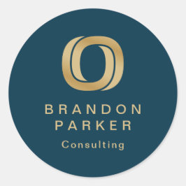 Einfaches Berufliches Gold-Logo für die Marine Runder Aufkleber