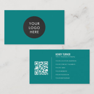 Einfaches Berufliches Logo QR Aquamarin Company Visitenkarte