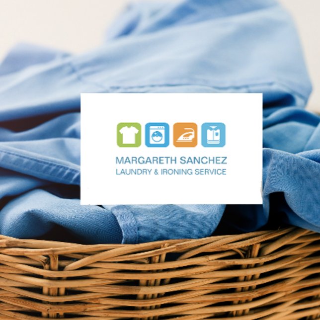 Einfaches Berufliches Wäscheservice Bügelservice Visitenkarte (Von Creator hochgeladen)