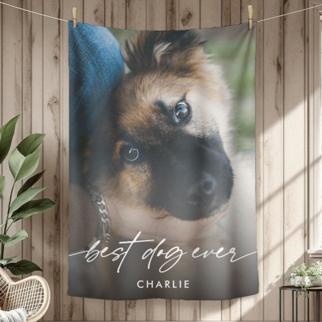 Einfaches Best Dog je Foto Modernes Skript Fleecedecke (Von Creator hochgeladen)