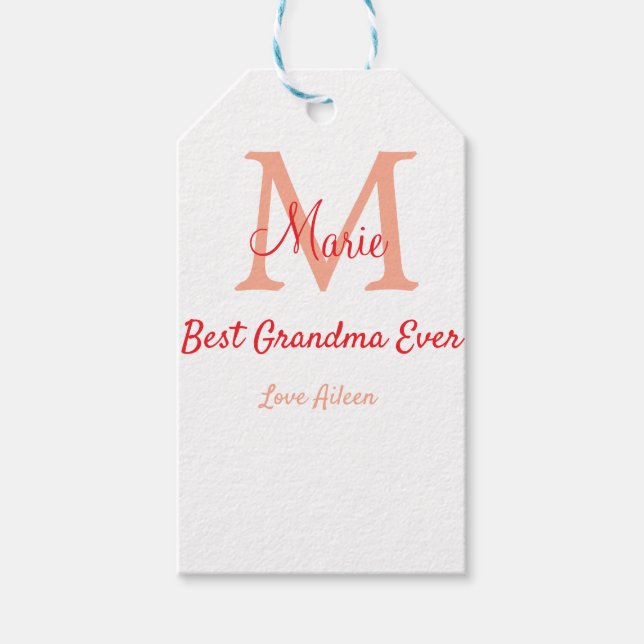 einfaches, bestes Oma-Monogramm Geschenkanhänger (Vorderseite)