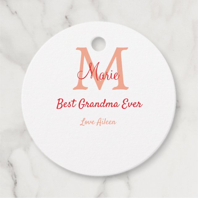 einfaches, bestes Oma-Monogramm Geschenkanhänger (Vorderseite)