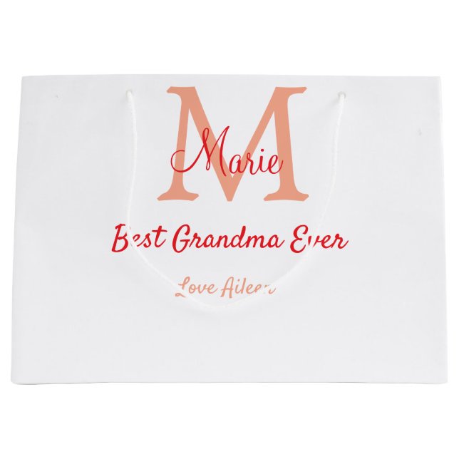 einfaches, bestes Oma-Monogramm Große Geschenktüte (Vorderseite)