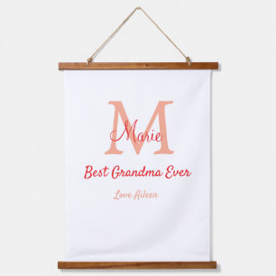einfaches, bestes Oma-Monogramm Wandteppich Mit Holzrahmen