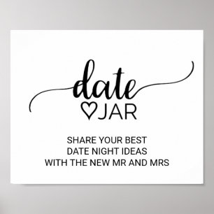 Einfaches Black Calligraphy Date Jar Sign Poster