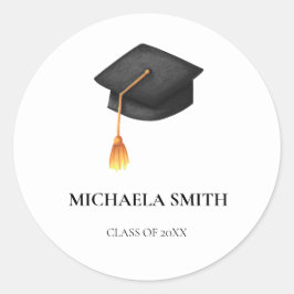 Einfaches Black Graduation Cap Umschlag Aufkleber