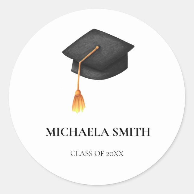 Einfaches Black Graduation Cap Umschlag Aufkleber (Vorderseite)
