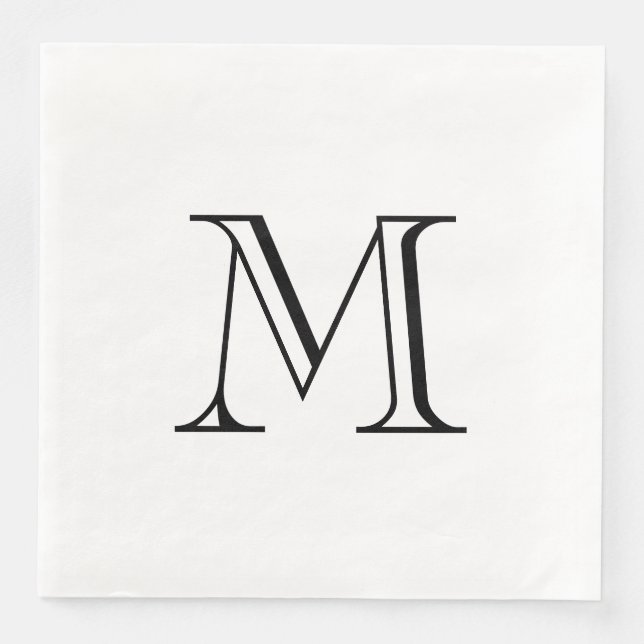 Einfaches Black Monogram Paper Napkin Serviette (Vorderseite)