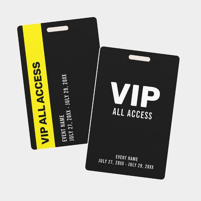 Einfaches Black VIP All Access Pass Event-ID-Abzei Ausweis (VIP All Access ID Badge)