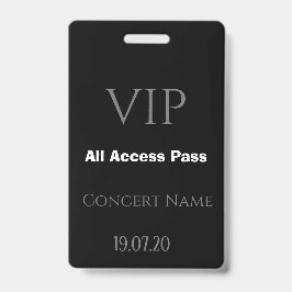 Einfaches Black VIP All Access Pass Konzert Abzeic Ausweis