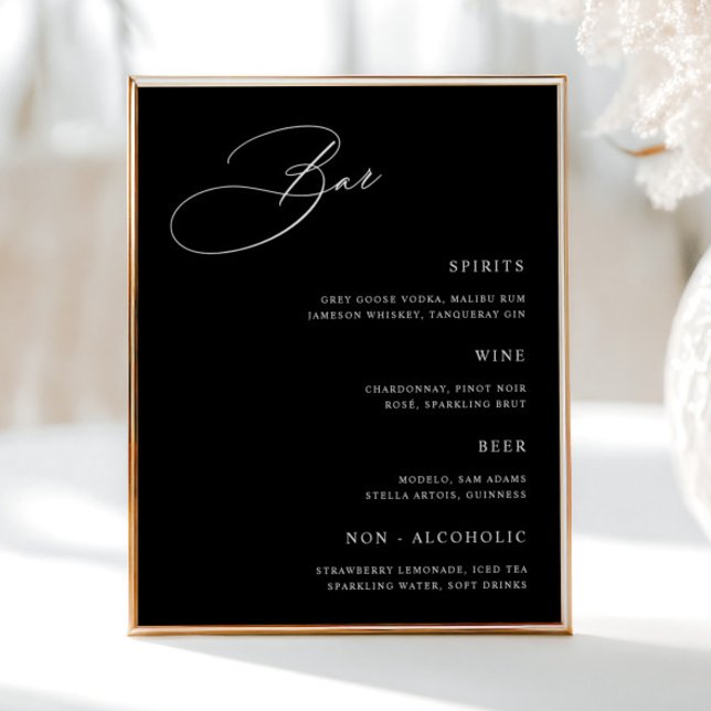 Einfaches Black Wedding Bar Menu Poster (Von Creator hochgeladen)