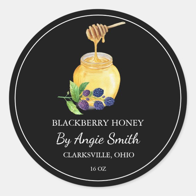 Einfaches BlackBerry-Honiglabel Runder Aufkleber (Vorderseite)