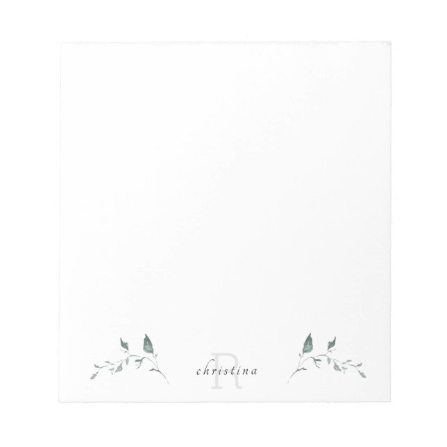 Einfaches Blatt-Monogramm Notizblock (Vorderseite)
